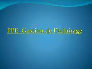 ppe gestion de l clairage