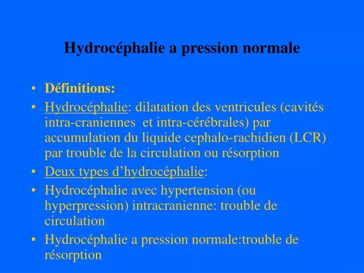hydroc phalie a pression normale