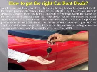 How to get the right Car Rent Deals