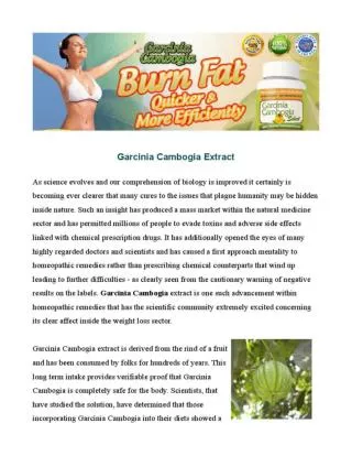 Garcinia Cambogia - Natural and Safe Appetite Suppression