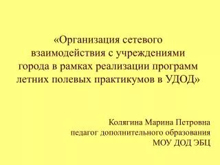 Организация сетевого взаимодействия с учреждениями города в