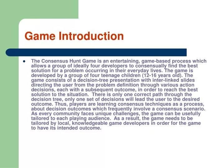 game introduction