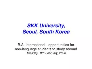 SKK University, Seoul, South Korea