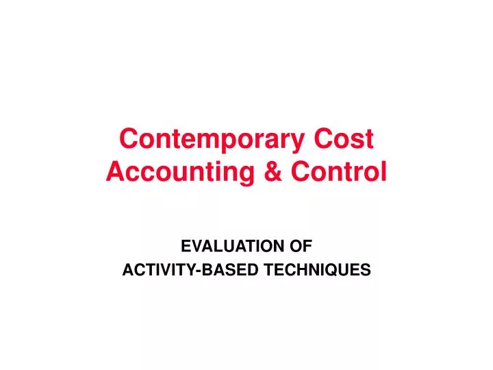 contemporary cost accounting control