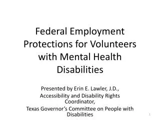 Federal Employment Protections for Volunteers with Mental Health Disabilities