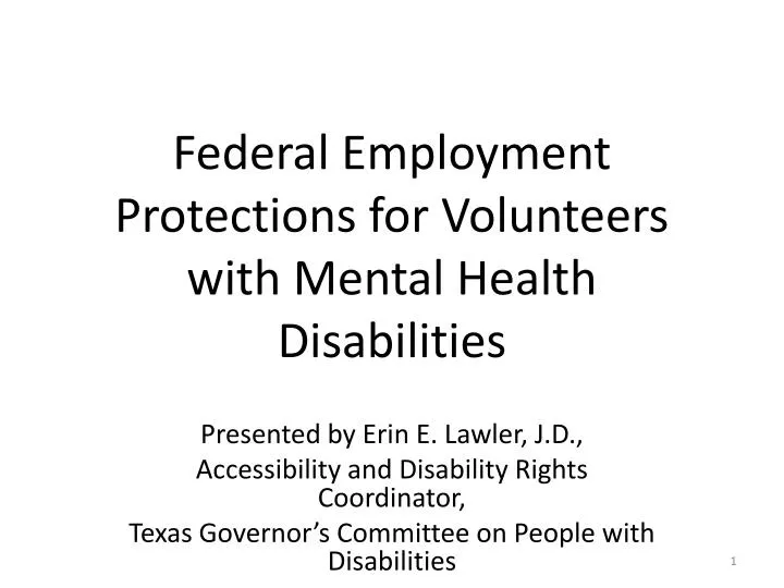 federal employment protections for volunteers with mental health disabilities