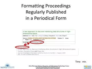 Formatting Proceedings Regularly Published in a Periodical Form