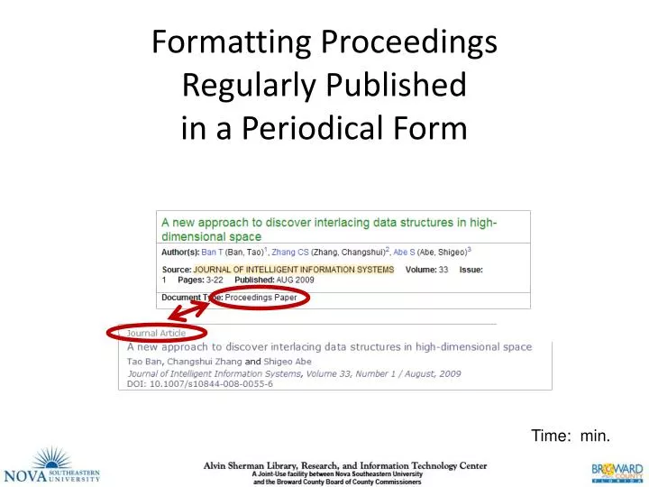 formatting proceedings regularly published in a periodical form