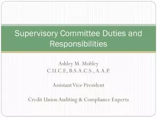 Supervisory Committee Duties and Responsibilities