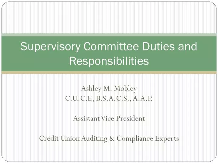 supervisory committee duties and responsibilities