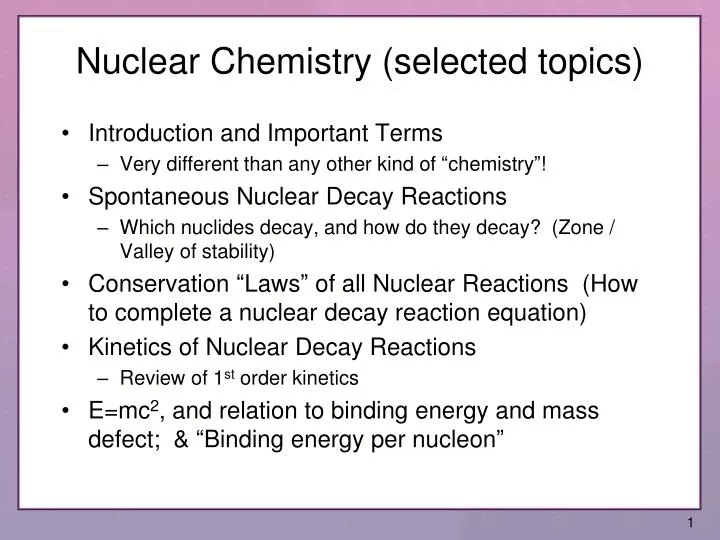 nuclear chemistry selected topics