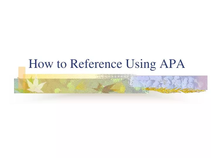 how to reference using apa