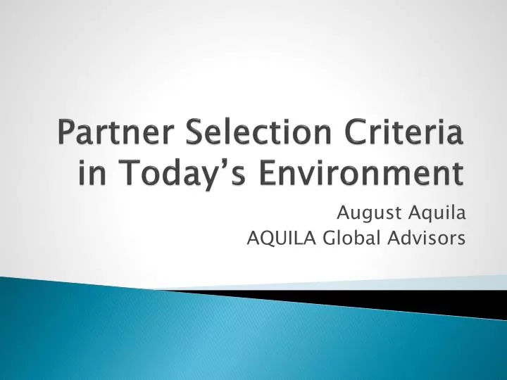 partner selection criteria in today s environment