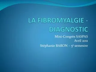 la fibromyalgie diagnostic