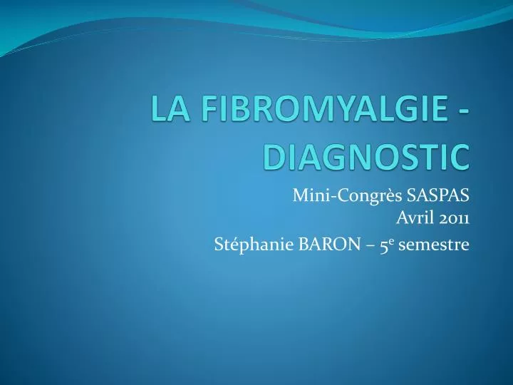 la fibromyalgie diagnostic