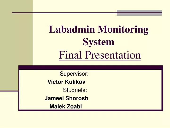 labadmin monitoring system final presentation