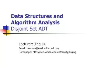 Data Structures and Algorithm Analysis Disjoint Set ADT
