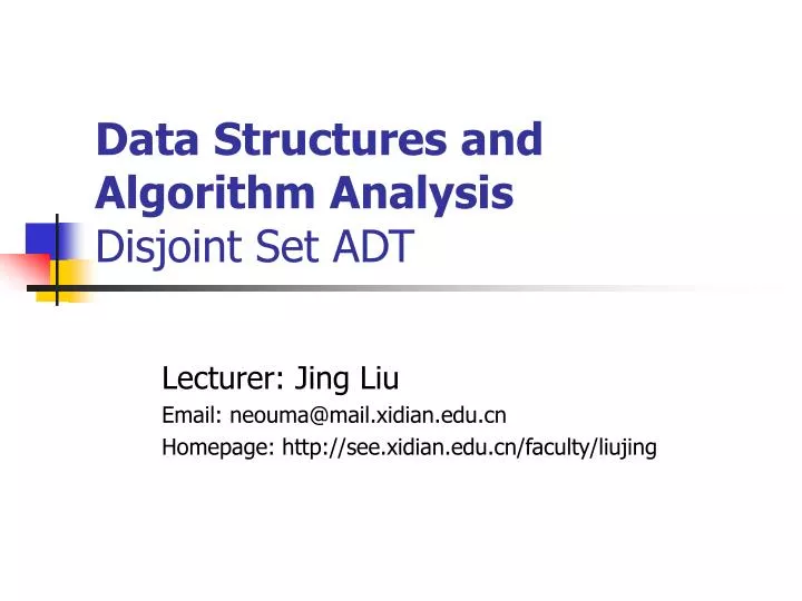 data structures and algorithm analysis disjoint set adt