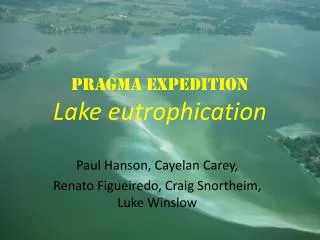 PRAGMA Expedition Lake eutrophication