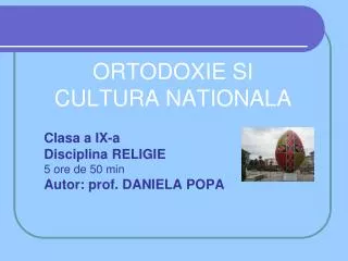 ortodoxie si cultura nationala