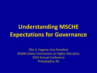 Understanding MSCHE Expectations for Governance