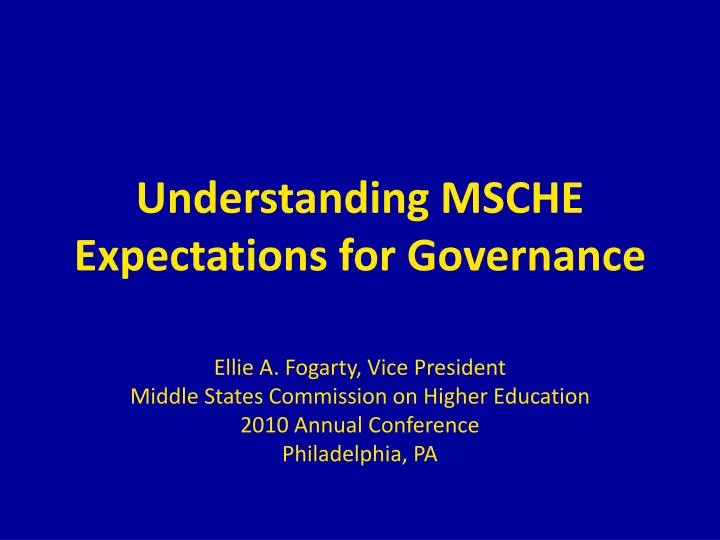 understanding msche expectations for governance