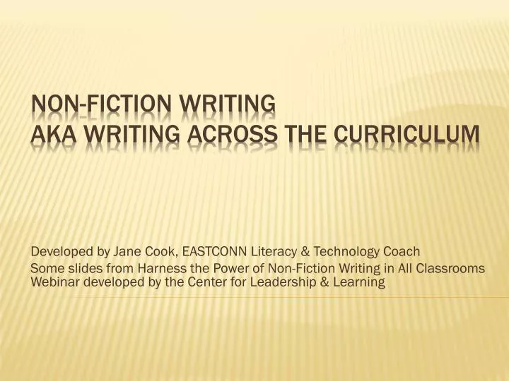 non fiction writing aka writing across the curriculum