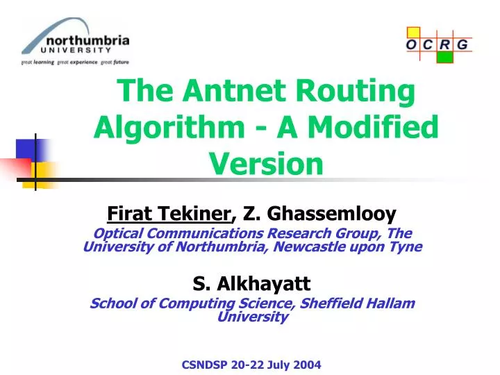 the antnet routing algorithm a modified version