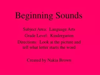 Beginning Sounds