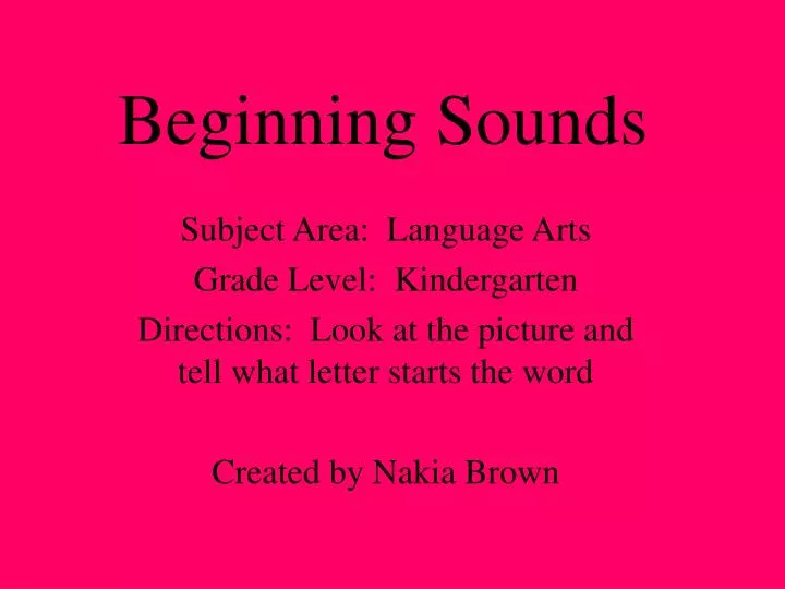 beginning sounds