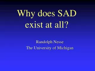 Why does SAD exist at all?