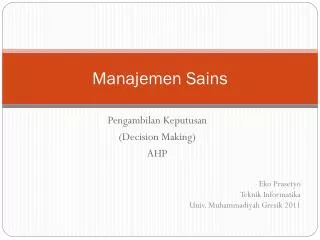 manajemen sains