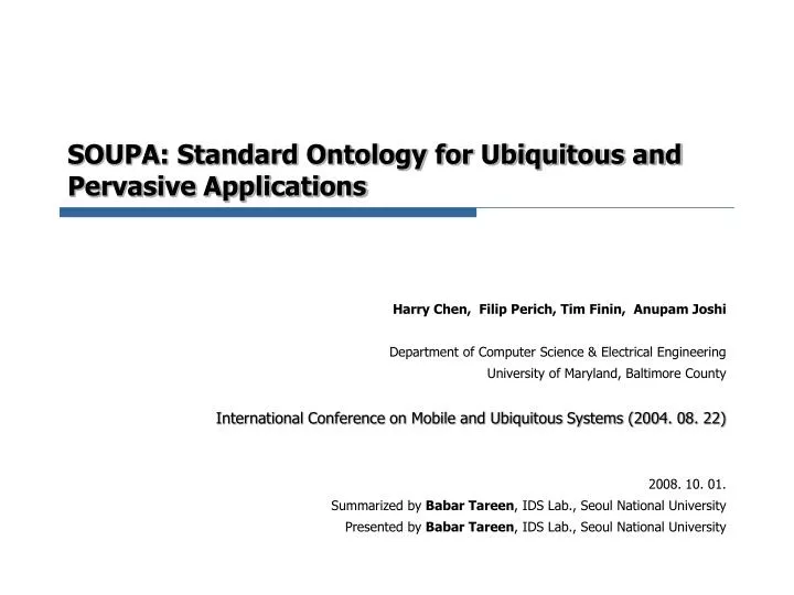 soupa standard ontology for ubiquitous and pervasive applications