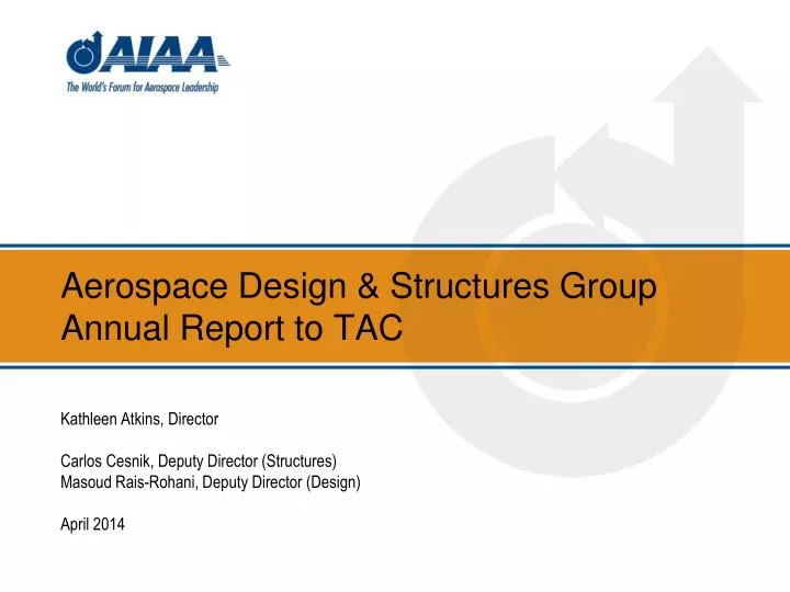 aerospace design structures group annual report to tac