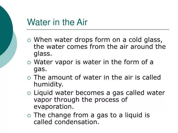 water in the air