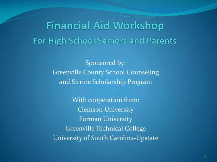 financial aid workshop for high school seniors and parents