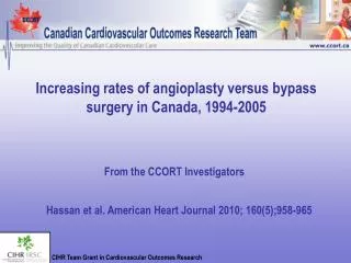 Increasing rates of angioplasty versus bypass surgery in Canada, 1994-2005