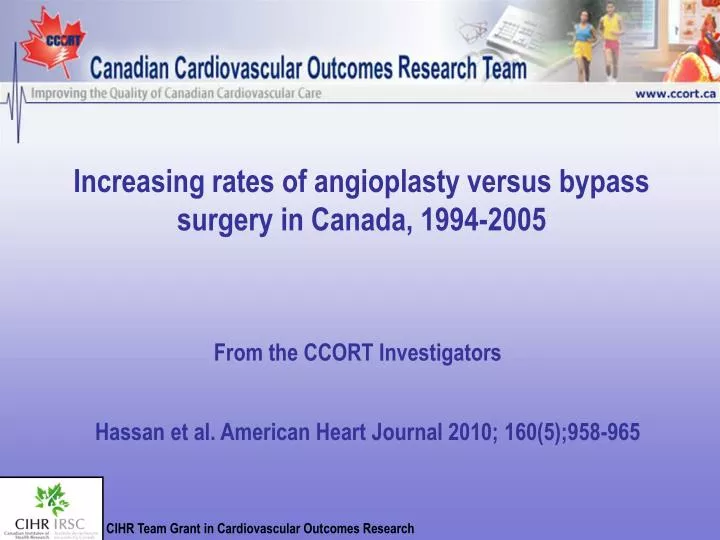 increasing rates of angioplasty versus bypass surgery in canada 1994 2005