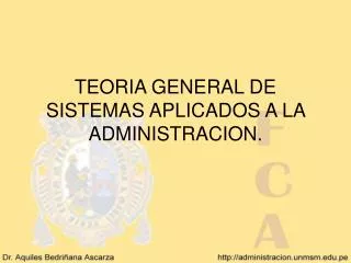 teoria general de sistemas aplicados a la administracion