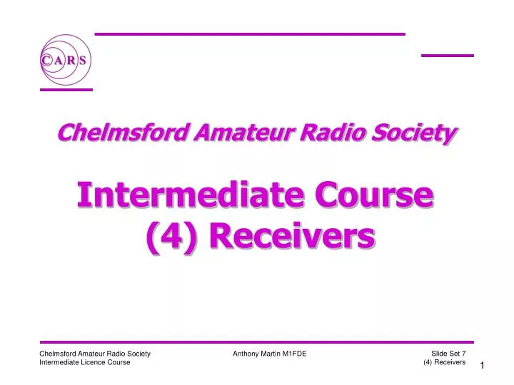 chelmsford amateur radio society intermediate course 4 receivers
