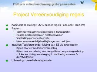 project vereenvoudiging regels