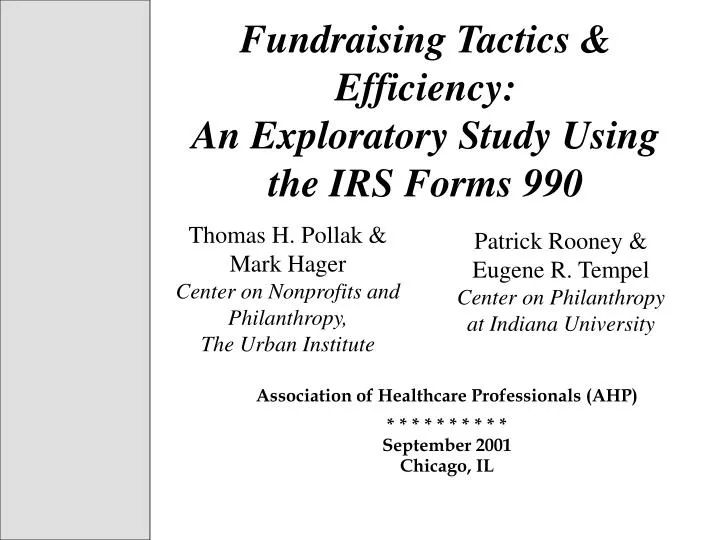 fundraising tactics efficiency an exploratory study using the irs forms 990