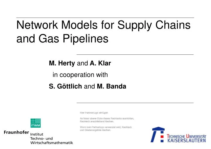 network models for supply chains and gas pipelines