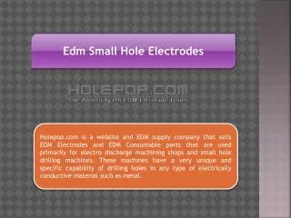 Edm Small Hole Electrodes