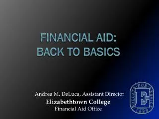 Financial Aid: Back to Basics