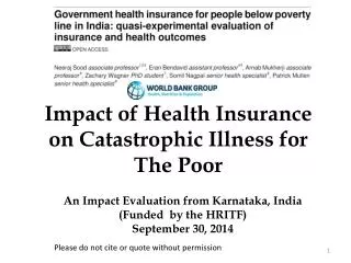 Impact of Health Insurance on Catastrophic Illness for The Poor