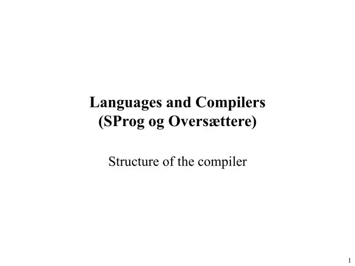 languages and compilers sprog og overs ttere