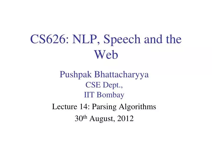 cs626 nlp speech and the web