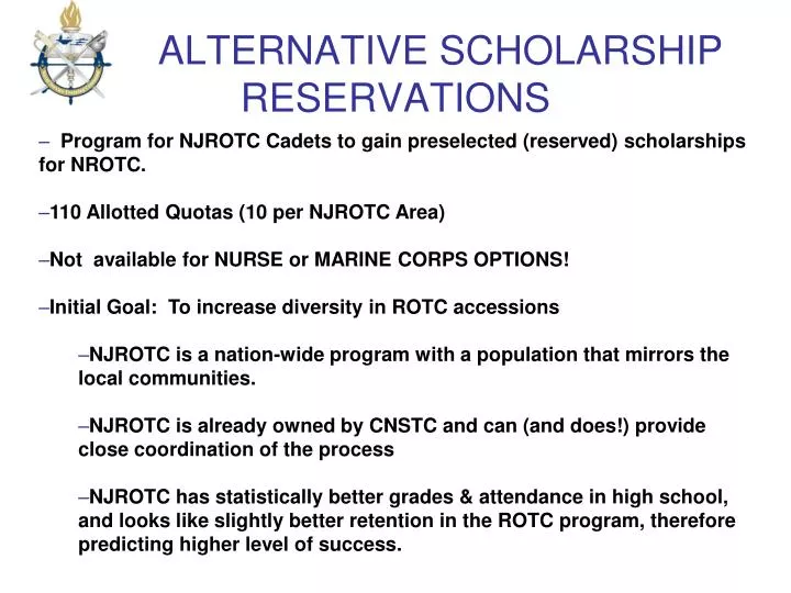 alternative scholarship reservations