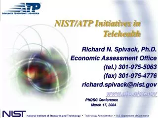 NIST/ATP Initiatives in Telehealth